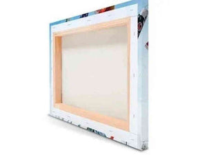 Back view of a canvas wall art with wooden stretcher frame and wrapped printed edges